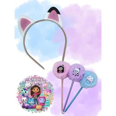 Imagem de Kit Gabby Dollhouse e amigos 4 peças tiara orelha Gabi e lapis pompom 