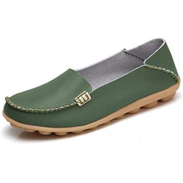 Imagem de Mocassim feminino VenusCelia confortável sem salto, Verde, 10.5