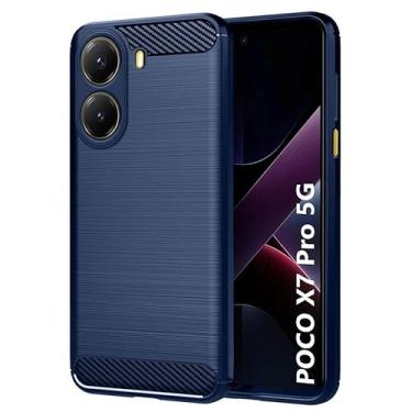 Imagem de Capa Case Fibra de Carbono Anti Impacto para Xiaomi Poco X7 Pro 5g Capinha Protetora Leve e Dur�vel - Danet (Azul)