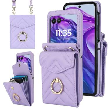 Imagem de Asuwish Capa de telefone para Motorola Razr 2025/Moto Razr 60 capa carteira com suporte de anel slot para cartão de crédito alça transversal cordão bloqueio RFID bolsa celular Razr2025 5G 256GB
