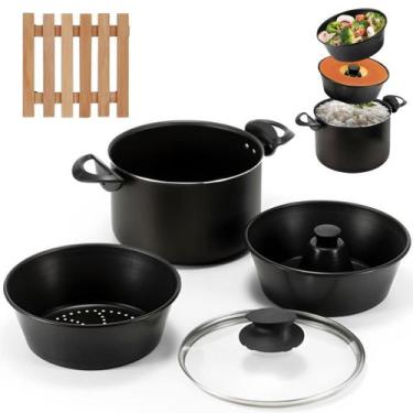 Imagem de Panela 3 Em 1 Antiaderente 3,9L + 02 Descansos De Panela - Marcolar