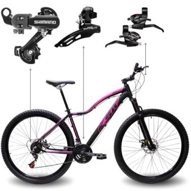 Imagem de Bicicleta Aro 29 Feminina KSW MWZA SH TZ31 Quadro Alumínio Rebaixado Freio Hidráulico MTB (Preto Rosa, 17)