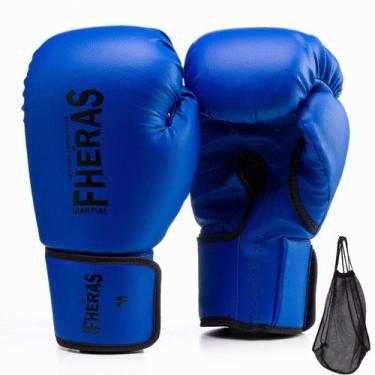 Imagem de Kit Luva Fheras Tradicional Treino Luta Boxe Muay Thai + Mochila, Azul