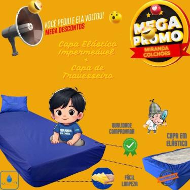 Imagem de Kit Capa Protetora Impermeável Hospitalar P/ Colchão Lençol Elástico 88x188x20cm + Capa de Travesseiro