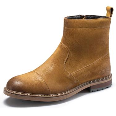 Imagem de Arkbird Botas masculinas Chelsea com zíper lateral, couro legítimo, clássico, moderno, casual, sem cadarço, para homens, Palma do deserto, 41