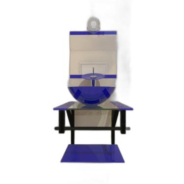 Imagem de Gabinete Vidro Banheiro 40Cm Torneira Cascata Azul Escuro