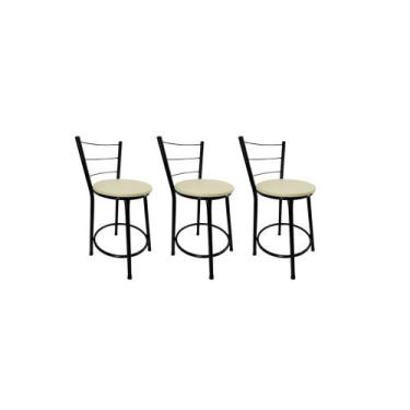 Imagem de Kit 3 Banqueta Balcão Baixa Preto Bar Gourmet Cozinha Lazer Área - For