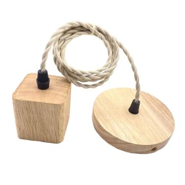 Imagem de Gralara Luminária pendente estilo vintage com cordão para pendurar no quarto, Quadrado