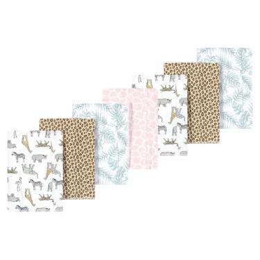 Imagem de Luvable Friends Hudson Baby, flanela para arrotar panos, pacote com 7, Diversão safári rosa, 14x20 inches