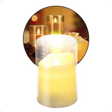 Imagem de Vela Led Eletrônica Decoração Casamento Natal Amarela Copo - Hxt