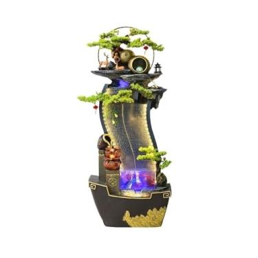 Imagem de Fonte de jardim para entrada de sala de estar, ornamentos de água corrente, tanque de peixes, piscina de água, empresa de paisagismo, fonte de água de roda Feng Shui em busca de riqueza
