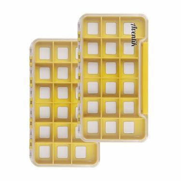 Imagem de Aventik Caixas de pesca com mosca à prova d'água, fina, transparente, espumas de fácil aderência, compartimentos multimagnéticos, armadilhas de armazenamento de equipamentos de pesca, laranja, 19 x 10