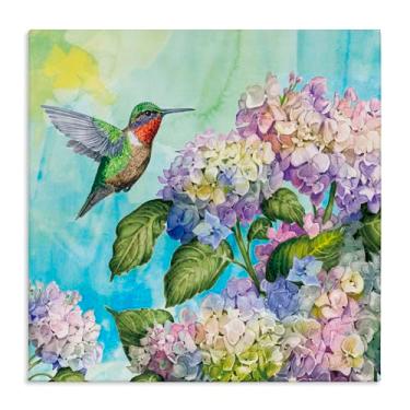 Imagem de Stupell Industries Design de arte de parede em tela de beija-flor e hortênsias por Tim Coffey, 61 x 61 cm