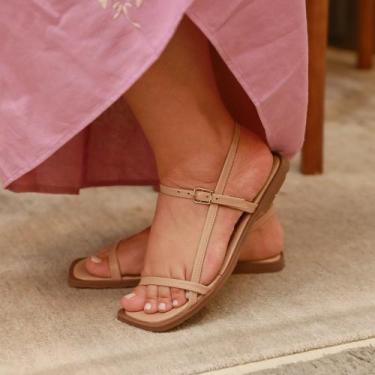 Imagem de Sandália Rasteira em Couro Mel Nude - Amo Calçados, 35