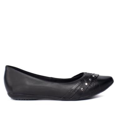 Imagem de Sapatilha Feminina Bottero Couro Detalhe Frontal Preto, Preto, 35
