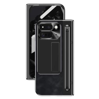 Imagem de LTLMYDAM Capa com suporte para Google Pixel 10 Pro Fold, capa protetora de tela de couro vintage com suporte de caneta dobradiça antiqueda, preta, 10 Pro Fold