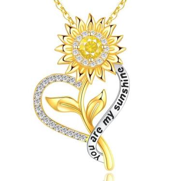 Imagem de Colar DFUNH Sunflower banhado a ouro 18K em prata esterlina 925