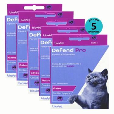 Imagem de Defend Pro Gatos Prevenção de Pulgas em Gatos kit Com 5 - Biovet