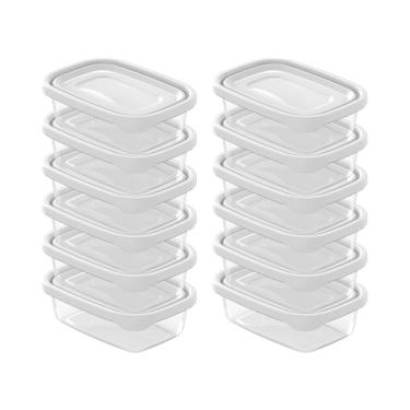 Imagem de Kit Pote Porta Mantimentos Marmita Alimentos Freezer Microondas Branco - 12 Unidades
