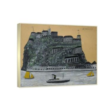 Imagem de RYLJCZ Reproduções de pinturas famosas de Alfred Wallis-(Gibraltar) Impressões em tela - quadros decorativos para sala de estar 70 x 85 cm (27,6 x 33,4 pol) molduras de champanhe
