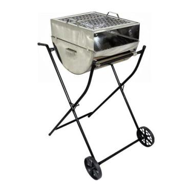 Imagem de Churrasqueira Master Aço Inox Grelha E Carrinho 89x40x33cm - OURO MINA