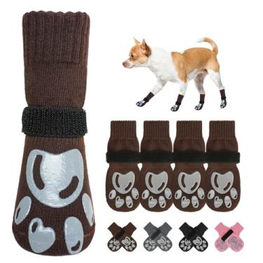 Imagem de BEAUTYZOO Meias para cães para evitar lamber patas - botas de cachorro e protetores de patas com garras em pisos de madeira, sapatos para cães para pavimento quente/frio pequenas, médias grandes