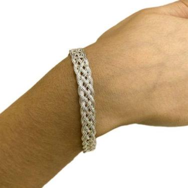 Imagem de Pulseira Bracelete 5 Fios Trançada Folheada Prata 925 - Papillon Semi 