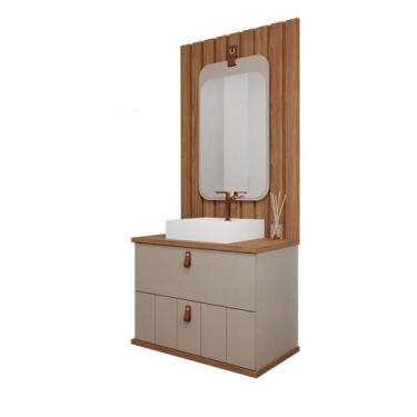 Imagem de Gabinete de Banheiro Milano 80, Espelho Monet e Painel Cappuccino/Frei