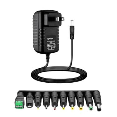 Imagem de Acdctek Fonte de alimentação 15V 2A 1,5A Carregador de 15 volts 2000mA 30W Adaptador de cabo de comutação regulada CA para CC com 10 conectores 100V - Adaptador de entrada 240V Plugue de parede EUA