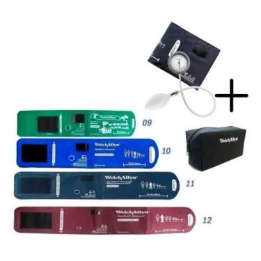 Imagem de Kit Esfigmomanometro Welch Allyn Ds44 + Bracadeiras Nº 9, 10, 11, 12 +