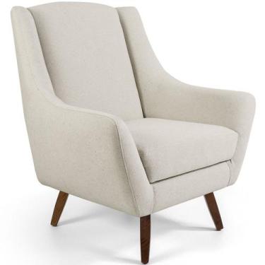 Imagem de Poltrona Decorativa Fixa Pés de Madeira Juliet Algodão C-370 - Lyam De