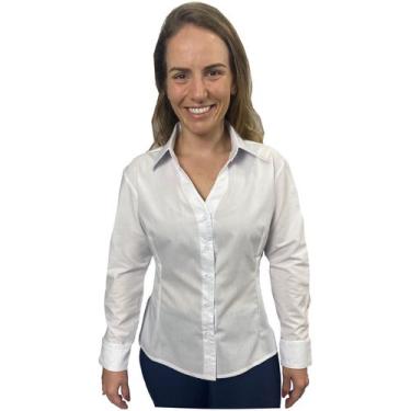 Imagem de Camisete Social Feminino Acinturado Manga Longa Uniforme Administrativ