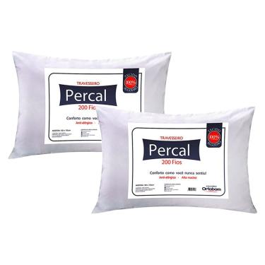 Imagem de Travesseiro Fibras Siliconadas Plus Percal 200 Fios Kit c/ 2 Un 50x70 - Ortobom