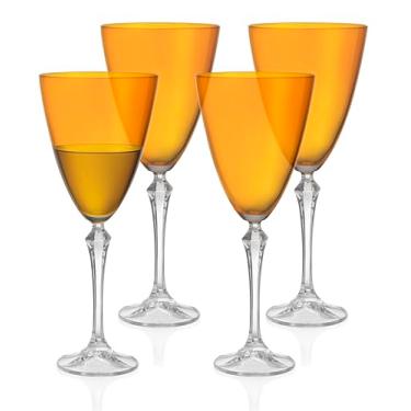 Imagem de Barski Taça de vinho - Conjunto de 4 - Copo de cor âmbar - para água - Vinho branco ou tinto - 24 ml - Haste transparente - Copos - Feito na Europa