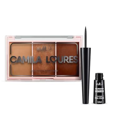 Imagem de Vult Combo Make: Paleta de Rosto Multifuncional 15,5g + Delineador Líquido Preto 2,5ml