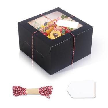 Imagem de Caixas de bolo DOYIDE 20 unidades 20x20x13cm com janela de papelão pre