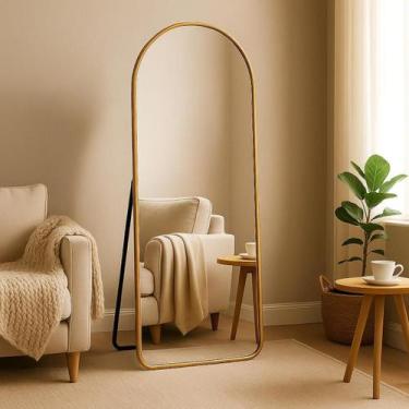 Imagem de Espelho Corpo Inteiro Dourado 170x70cm Moldura Alumínio  Modelos Orgân