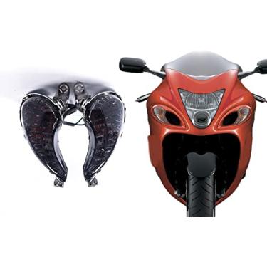 Imagem de TOPZONE Compatível com Suzuki Hayabusa - GSX1300R 2008-2019; Lâmpada de indicador frontal + traseira, pisca-pisca (lâmpada de halogênio instalada, cor fumaça)