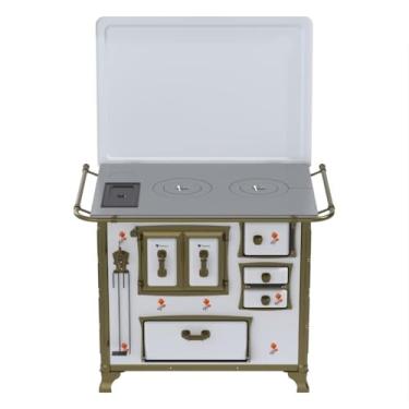 Imagem de Fogão a Lenha GII N 2 Renaissance Branco Cald Flor Saida Esquerda