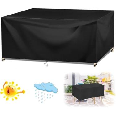 Imagem de Capa Para Móveis De Jardim De Vime Capa De Móveis De Jardim Ao Ar Livre 150x130x100cm Capas De Mesa De Pátio à Prova D'água Oxford Poliéster Retangular Capas, Black, 190x110x70cm