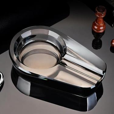 Imagem de Cinzeiro De Cristal, Cinzeiro De Charuto De Mesa Pesado, Cinzeiro Portátil Para Pátio, Exterior, Interior, Casa, Escritório, Hotel, Piscina, Restaurante, Green, 114 * 75mm