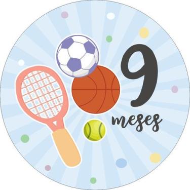 Imagem de Painel de Lona Redondo Mesversário Aniversário de 9 Meses Menino - Fab