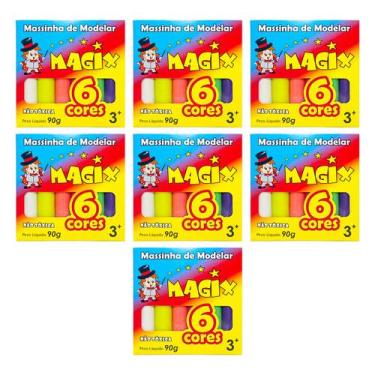 Imagem de Kit 7 Massinha De Modelar 6 Cores Magix 90g Multicolor