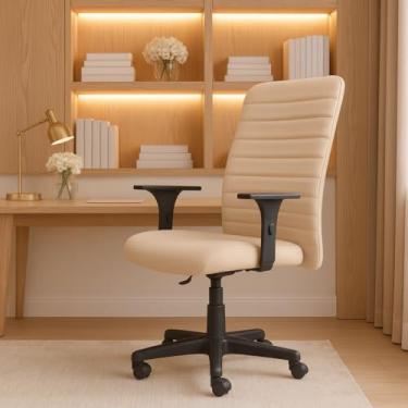 Imagem de Cadeira Ergonômica Presidente CEO Escritório Bege Executiva Home Office NR17 Pistão a Gás Estofada