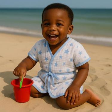 Imagem de Roupão infantil criança praia piscina natação banho confortável macio 