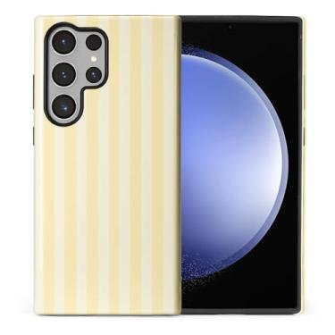 Imagem de WANKBLC Capa ultra brilhante compatível com Samsung Galaxy S24 para meninas e meninos, design de corpo inteiro, silicone macio, proteção contra arranhões, padrão maluco, listras amarelas e creme