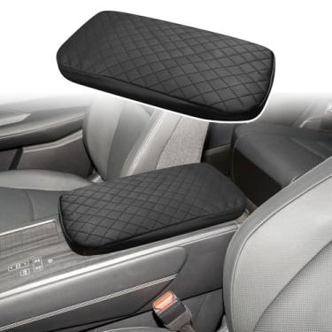 Imagem de ramuel Compatível com apoio de braço para console central almofada de couro PU capas de descanso de braço tapete protetor de tampa de console médio para Nissan Ariya 2022-2025 Nissan Xterra (losango
