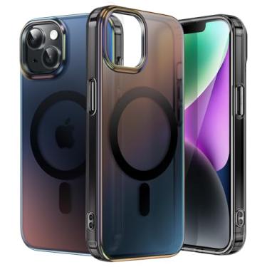 Imagem de JETech Capa Iridescente para iPhone 14 6,1 Polegadas Compatível com MagSafe, Design Bonito, Case Exclusivo e Estético, Capinha Traseira Colorida Fluorescente Translúcida (Preto Iridescente)