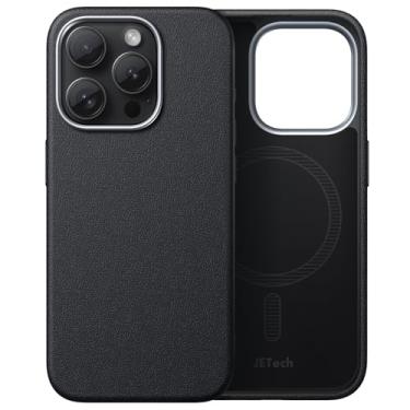 Imagem de JETech Capa Fina para iPhone 15 Pro 6,1 Polegadas Compatível com MagSafe, Case Cobrir de Telefone TPU Macio, Antirriscos, Capinha à Prova de Choque, com Design de Textura de Couro (Preto)