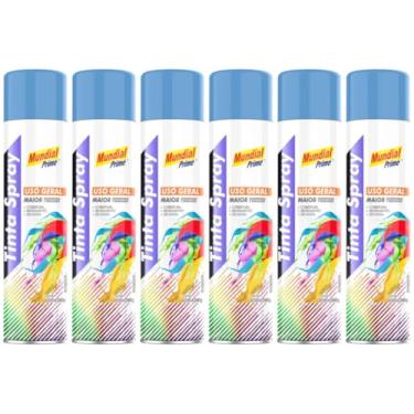 Imagem de Kit 6 Tinta Aerossol Spray Azul Claro Uso Geral 400ml/240g Mundial Prime